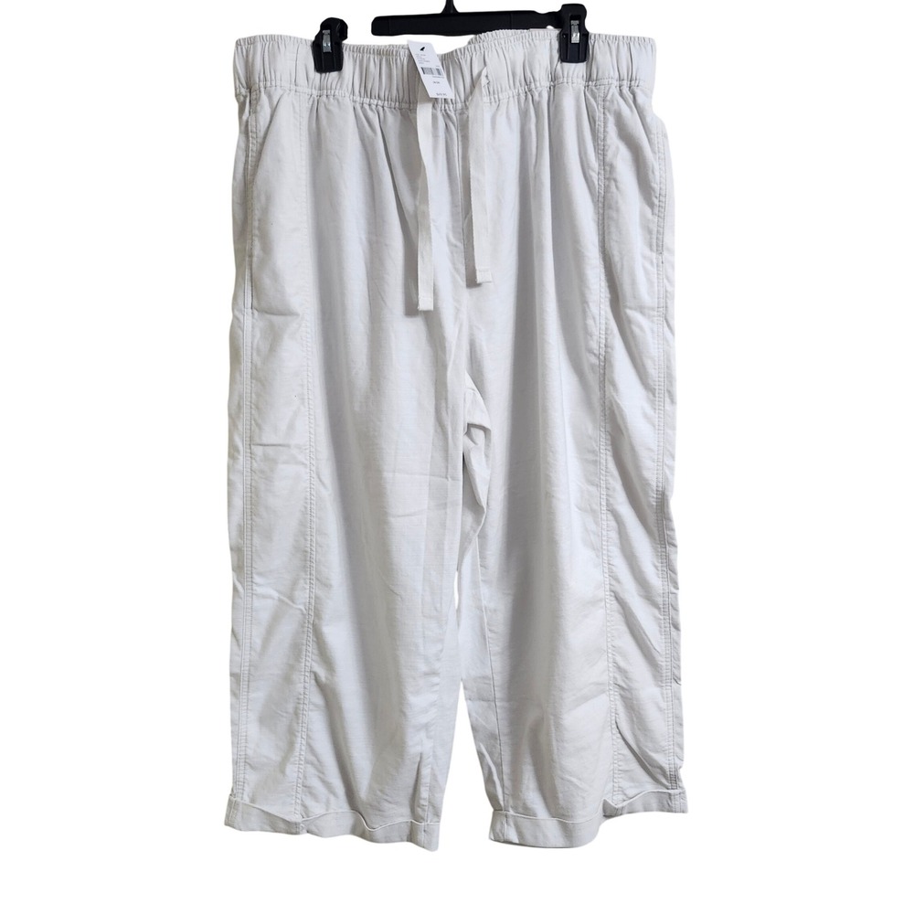NEW Lane Bryant Size 18/20 Women's White Soft Slub Capri Pants Tencel Drawstring